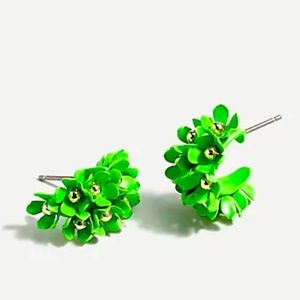 J. Crew Green Bouquet Hoop Earrings